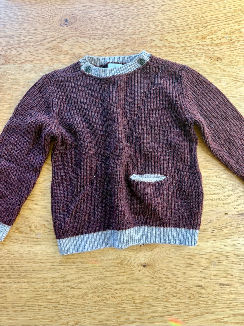 Zara Baby, Toddler Boy's Ribbed Brown, Tan Neutral Fall Winter Sweater